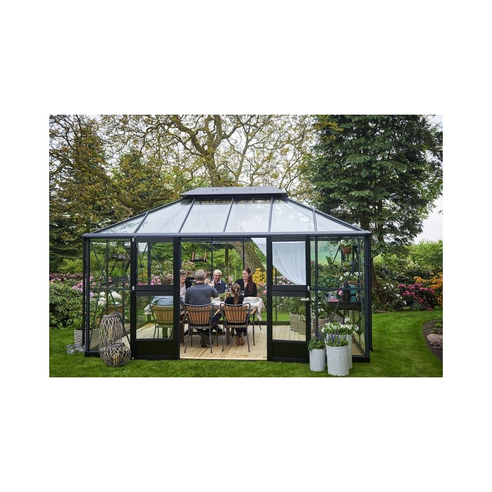 Juliana Grand Oase 130 tuinkamer, grijs gecoat, veiligheidsglas 3mm