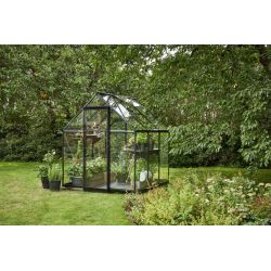Halls Qube 66 tuinkas, zwart gecoat, veiligheidsglas 3mm/1