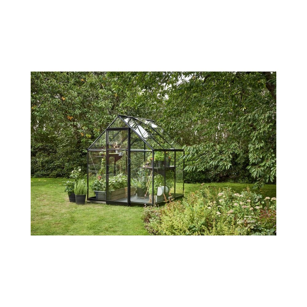 Halls Qube 66 tuinkas, zwart gecoat, veiligheidsglas 3mm/1