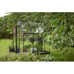 Halls Qube 66 tuinkas, zwart gecoat, veiligheidsglas 3mm/1