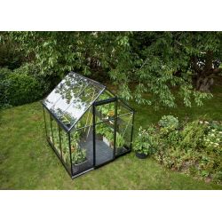 Halls Qube 66 tuinkas, zwart gecoat, veiligheidsglas 3mm/1