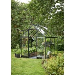 Halls Qube 66 tuinkas, zwart gecoat, veiligheidsglas 3mm/1