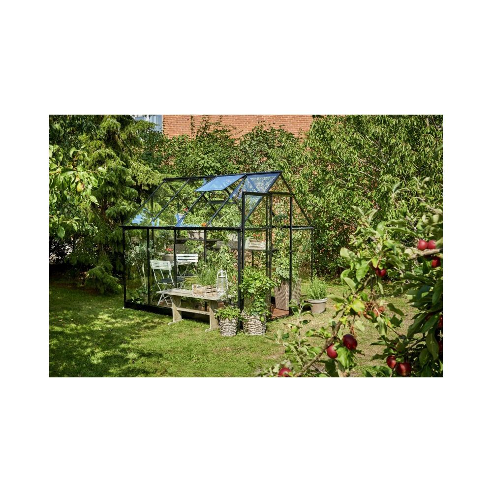 Halls Qube 68 tuinkas, zwart gecoat, veiligheidsglas 3mm/1