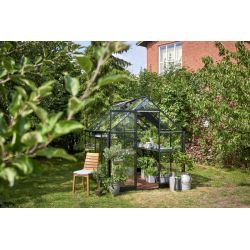 Halls Qube 68 tuinkas, zwart gecoat, veiligheidsglas 3mm/1