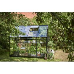 Halls Qube 68 tuinkas, zwart gecoat, veiligheidsglas 3mm/1