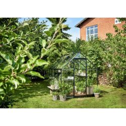 Halls Qube 68 tuinkas, zwart gecoat, veiligheidsglas 3mm/1