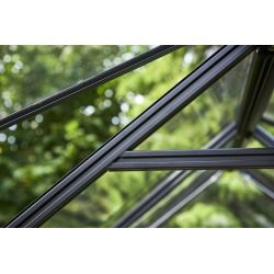 Halls Qube 68 tuinkas, zwart gecoat, veiligheidsglas 3mm/1