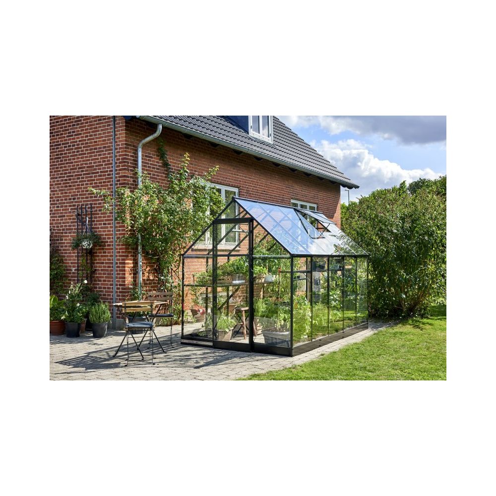 Halls Qube 610 tuinkas, zwart gecoat, veiligheidsglas 3mm/1