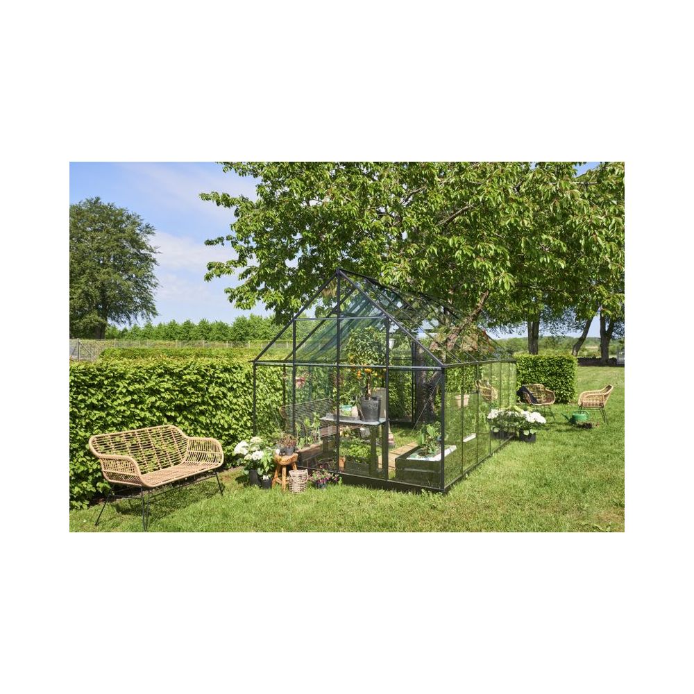 Halls Qube 812 tuinkas, zwart gecoat, veiligheidsglas 3mm/1
