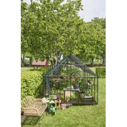 Halls Qube 812 tuinkas, zwart gecoat, veiligheidsglas 3mm/1