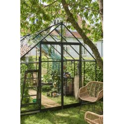 Halls Qube 812 tuinkas, zwart gecoat, veiligheidsglas 3mm/1