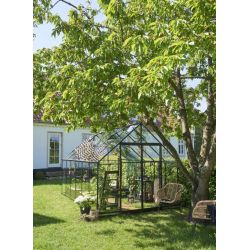 Halls Qube 812 tuinkas, zwart gecoat, veiligheidsglas 3mm/1