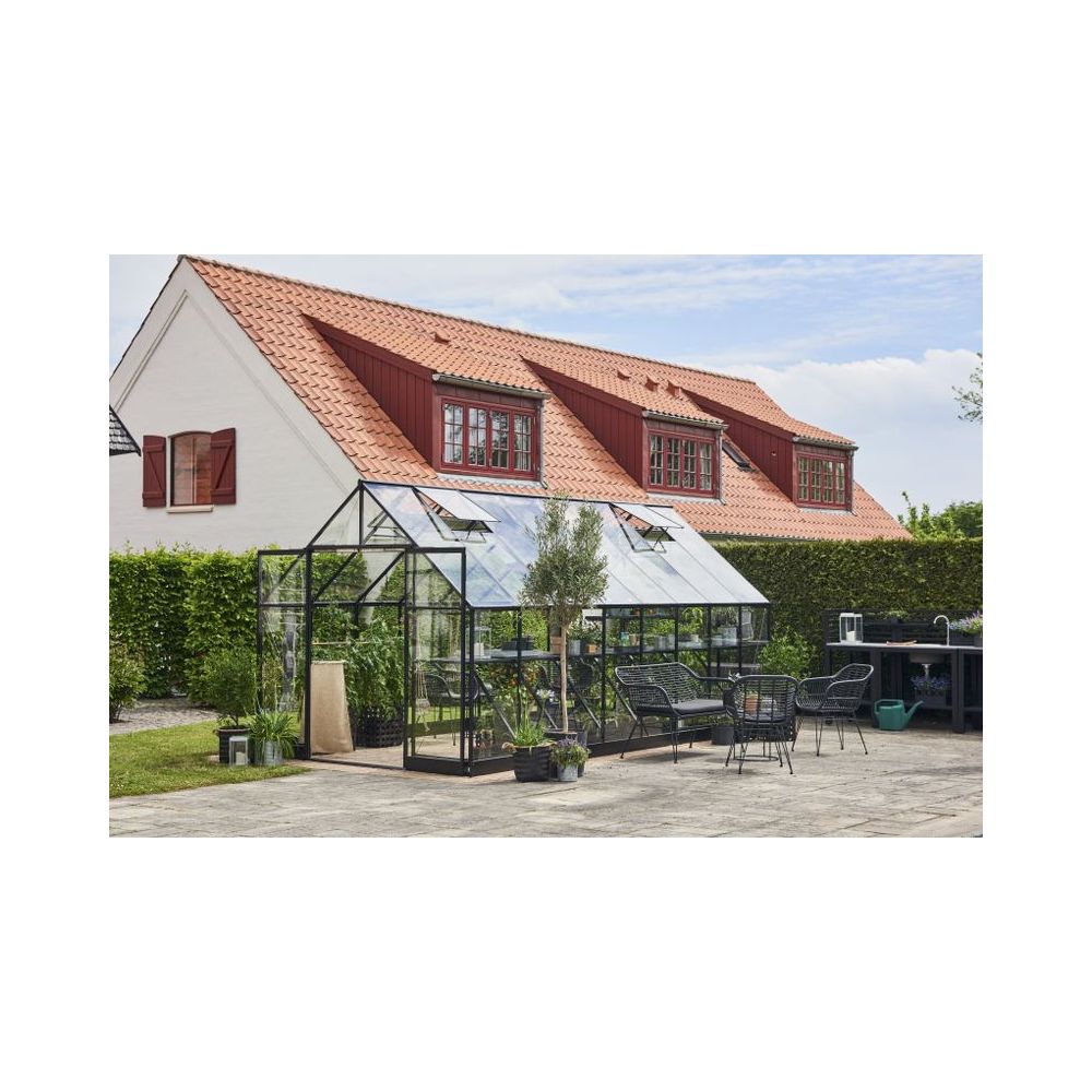 Halls Qube 168 tuinkas, zwart gecoat, veiligheidsglas 3mm/1