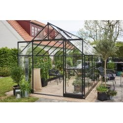 Halls Qube 168 tuinkas, zwart gecoat, veiligheidsglas 3mm/1