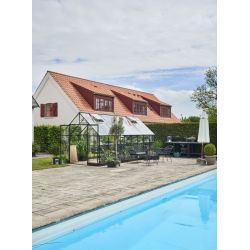 Halls Qube 168 tuinkas, zwart gecoat, veiligheidsglas 3mm/1