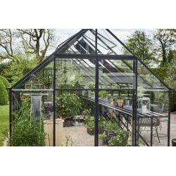 Halls Qube 168 tuinkas, zwart gecoat, veiligheidsglas 3mm/1