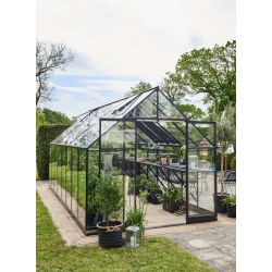 Halls Qube 168 tuinkas, zwart gecoat, veiligheidsglas 3mm/1