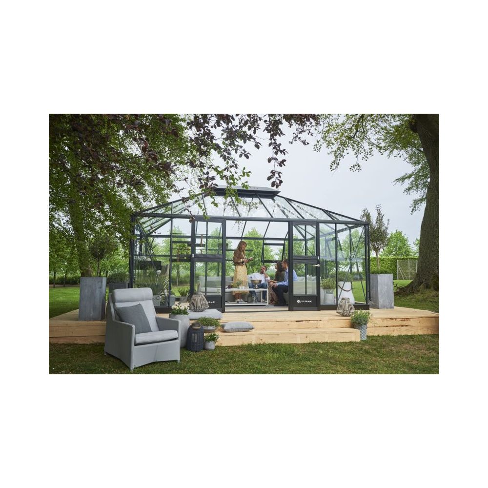 Juliana Grand Oase 188 tuinkamer, grijs gecoat, veiligheidsglas 3mm