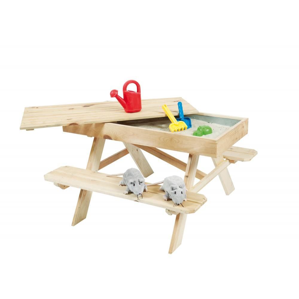 Kinderpicknicktafel met zandbak - vurenhout