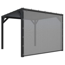 Pergola Silvano zwart gespoten vurenhout met zonweringdoek en zijdoek