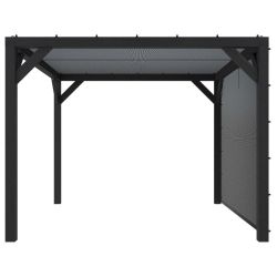 Pergola Silvano zwart gespoten vurenhout met zonweringdoek en zijdoek