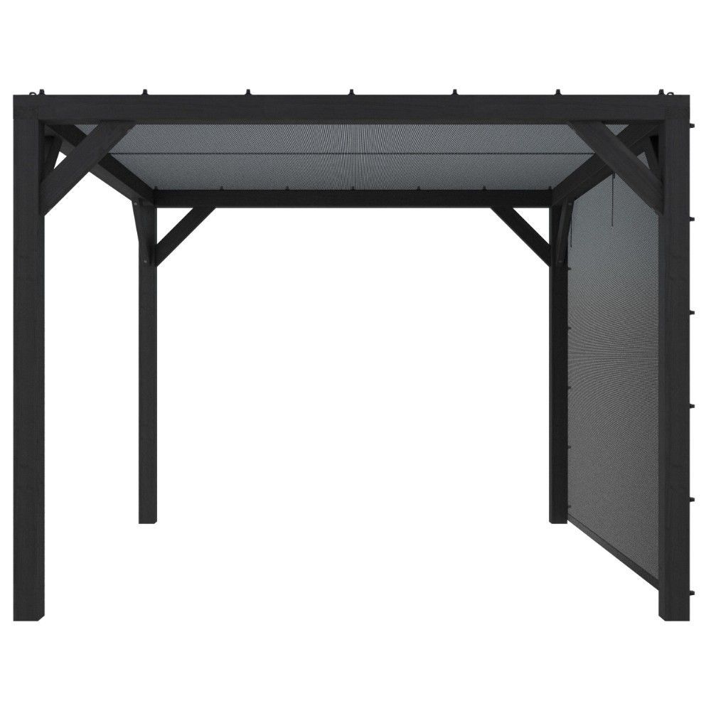 Pergola Silvano zwart gespoten vurenhout met zonweringdoek en zijdoek