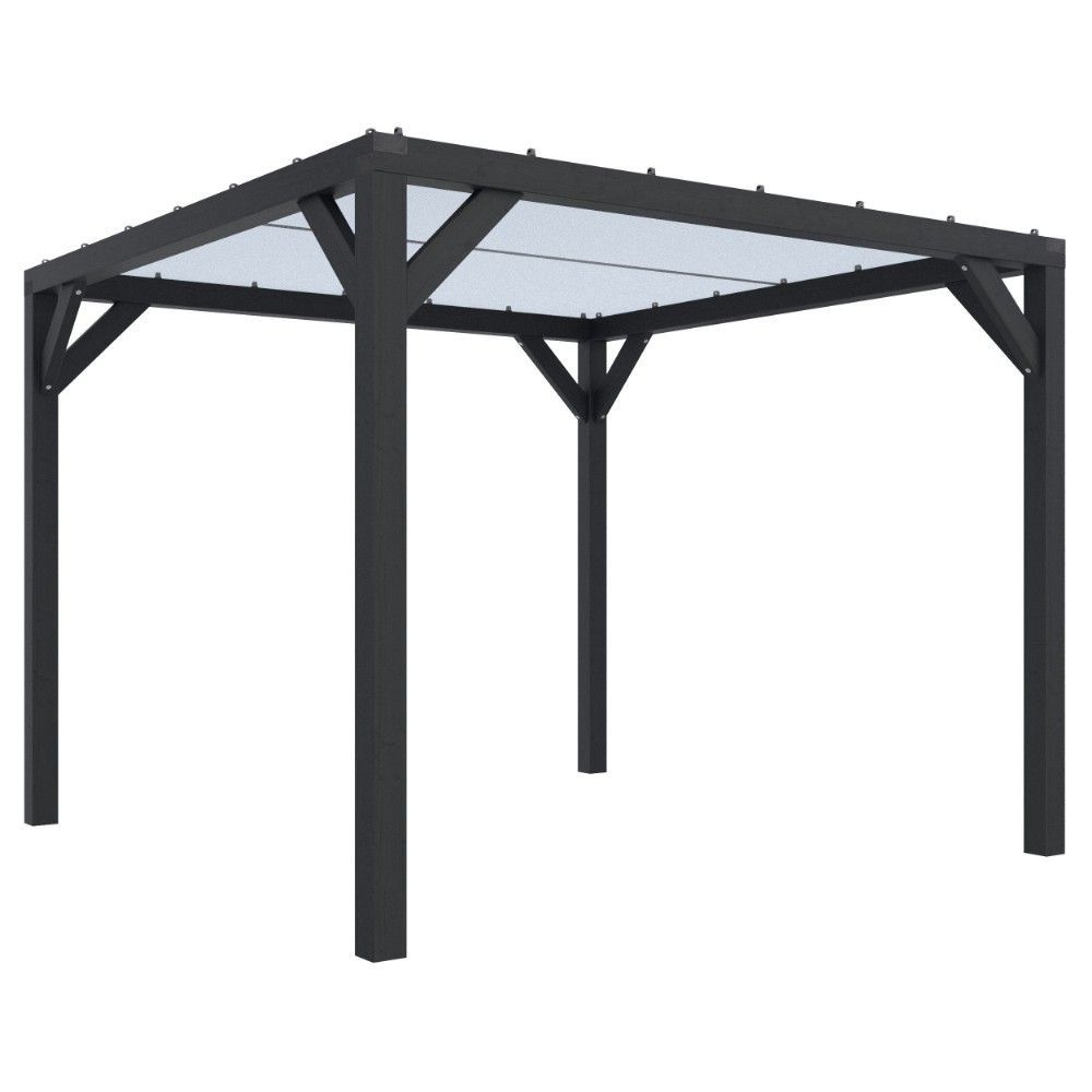 Pergola Silvano zwart gespoten vurenhout met zonweringdoek