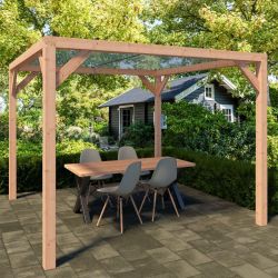 Pergola Silvano douglashout met zonweringdoek