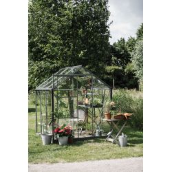 Royal Well tuinkas Kate 1 met veiligheidsglas en fundering - groengrijs