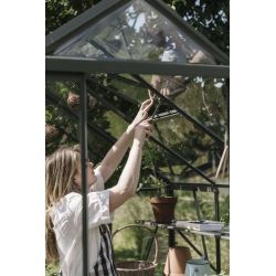 Royal Well tuinkas Kate 2 met veiligheidsglas en fundering - groengrijs