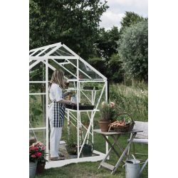 Royal Well tuinkas Kate 2 met veiligheidsglas en fundering - wit