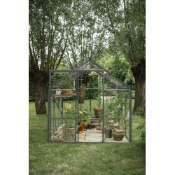 Royal Well tuinkas Kate 3 met veiligheidsglas en fundering - groengrijs
