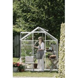 Royal Well tuinkas Kate 4 met veiligheidsglas en fundering - wit
