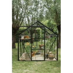 Royal Well tuinkas Kate 4 met veiligheidsglas en fundering - zwart