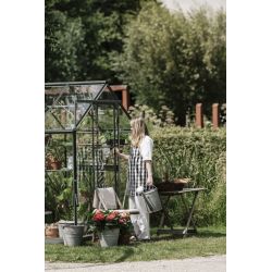Royal Well tuinkas Kate 5 met veiligheidsglas en fundering - groengrijs