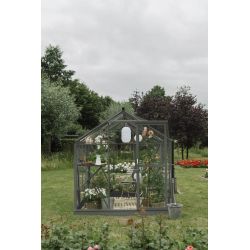 Royal Well tuinkas Mary 2 met veiligheidsglas en fundering - groengrijs