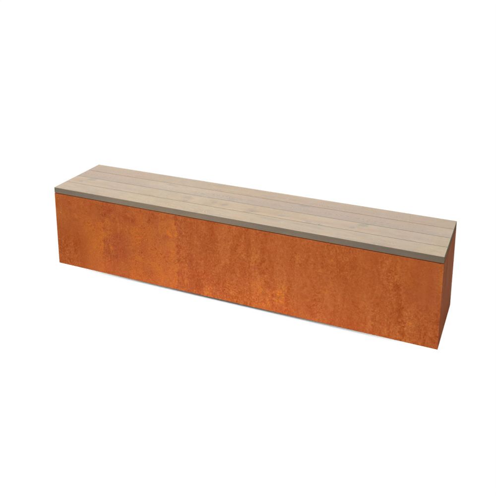 Geroba zitbank Modena C3 2000x400x420 mm - cortenstaal/hardhout
