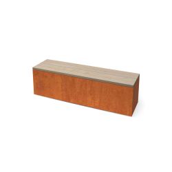 Geroba zitbank Modena C2 1500x400x420 mm - cortenstaal/hardhout