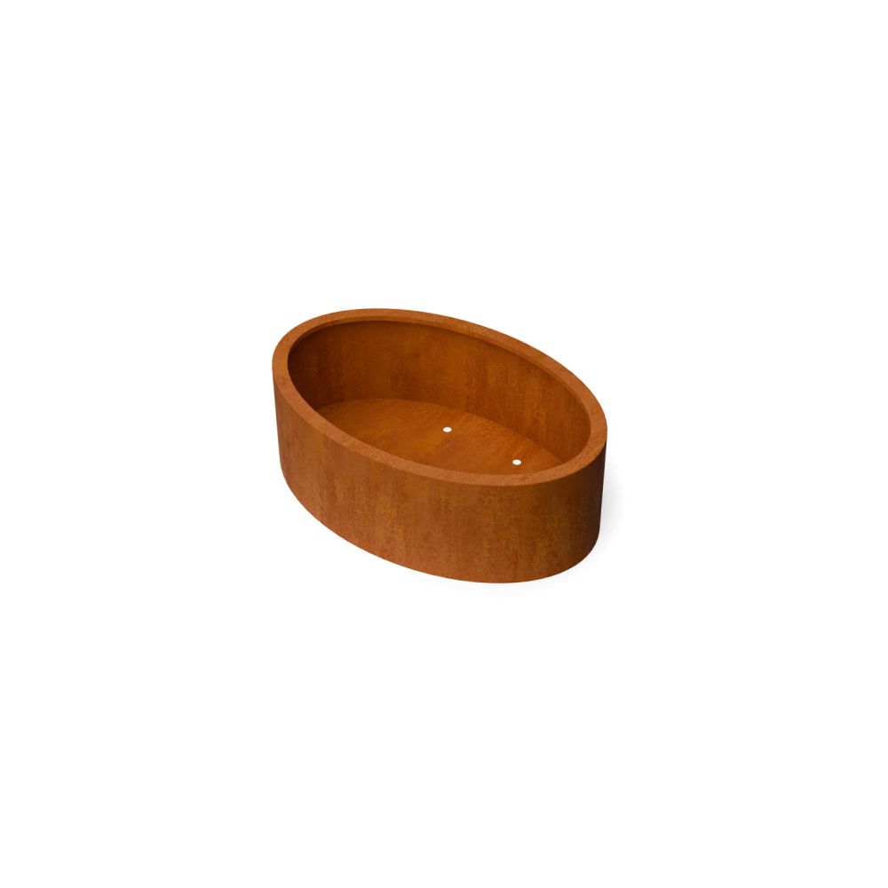 Geroba Ovalu plantenbak ovaal met bodem BC1 1200x800x400mm - Cortenstaal