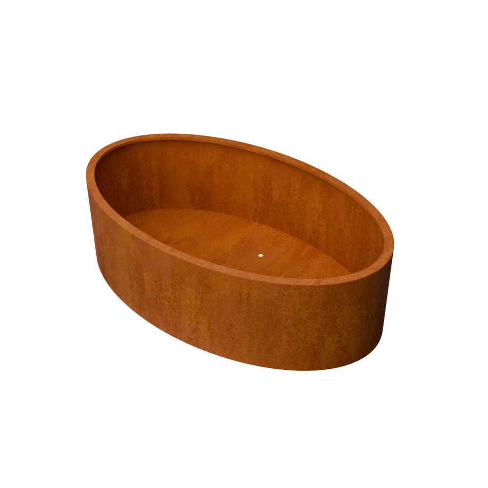 Geroba Ovalu plantenbak ovaal met bodem BC2 2000x1200x600mm - Cortenstaal