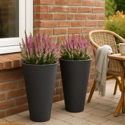 4gardenz Stone pilaar ronde planetenbak 35x55cm - steengrijs