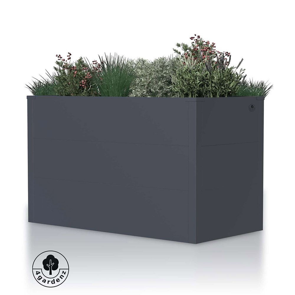 4gardenz rechthoekige plantenbak met verhoogde bodem 100x50x60cm - antraciet