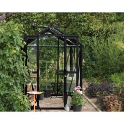 Royal Well Anne 3 tuinkas met veiligheidsglas en fundering - zwart