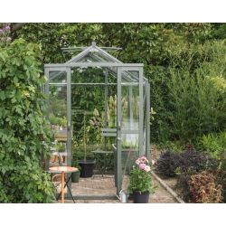 Royal Well Anne 3 tuinkas met veiligheidsglas en fundering - groengrijs