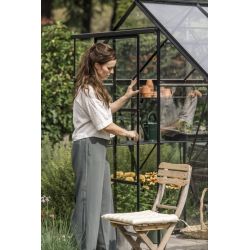 Royal Well Kate 2 tuinkas met veiligheidsglas en fundering - zwart