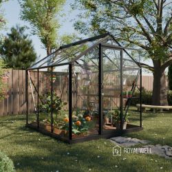Royal Well Mary 1 tuinkas met veiligheidsglas en fundering - zwart