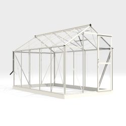 Royal Well Mary 3 tuinkas met veiligheidsglas en fundering - wit