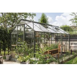 Royal Well Mary 4 tuinkas met veiligheidsglas en fundering - groengrijs